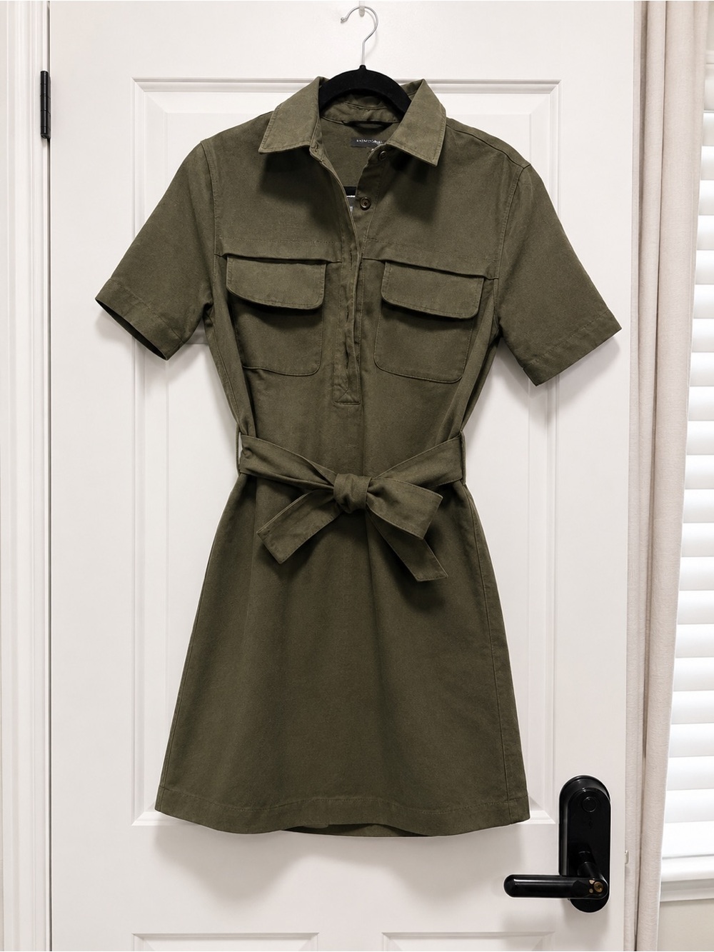 NWT Banana Republic Fall Green Suede Utility Shirt Dress XS Tall Belted